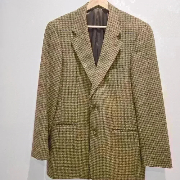 Mike Hinson Other - Tweed Houndstooth Men's 39L Lambswool Cashmere Blazer Academia Preppy